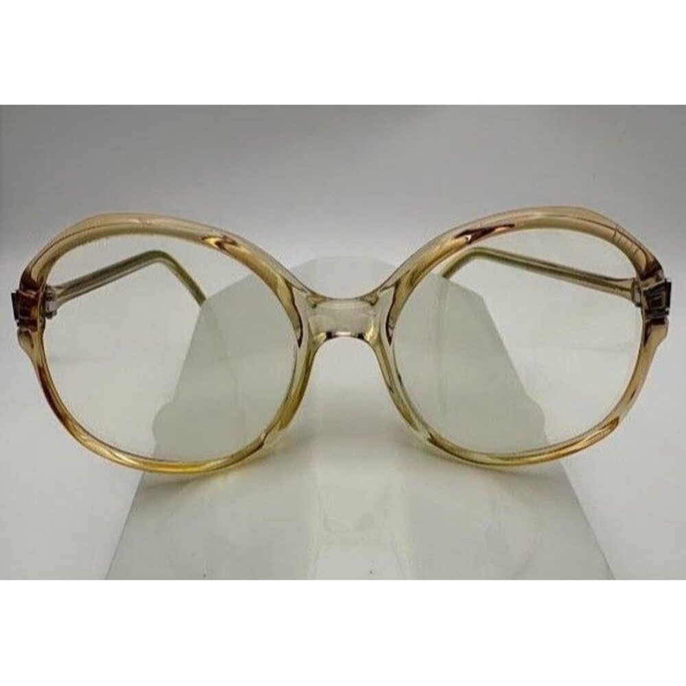 Vintage 1980s Oversized Amber Honey Optical Eyeglass Frames 53-19 Jackie O'